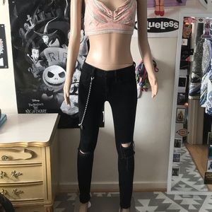 Gap 1969 True Skinny Black Ripped Jeans